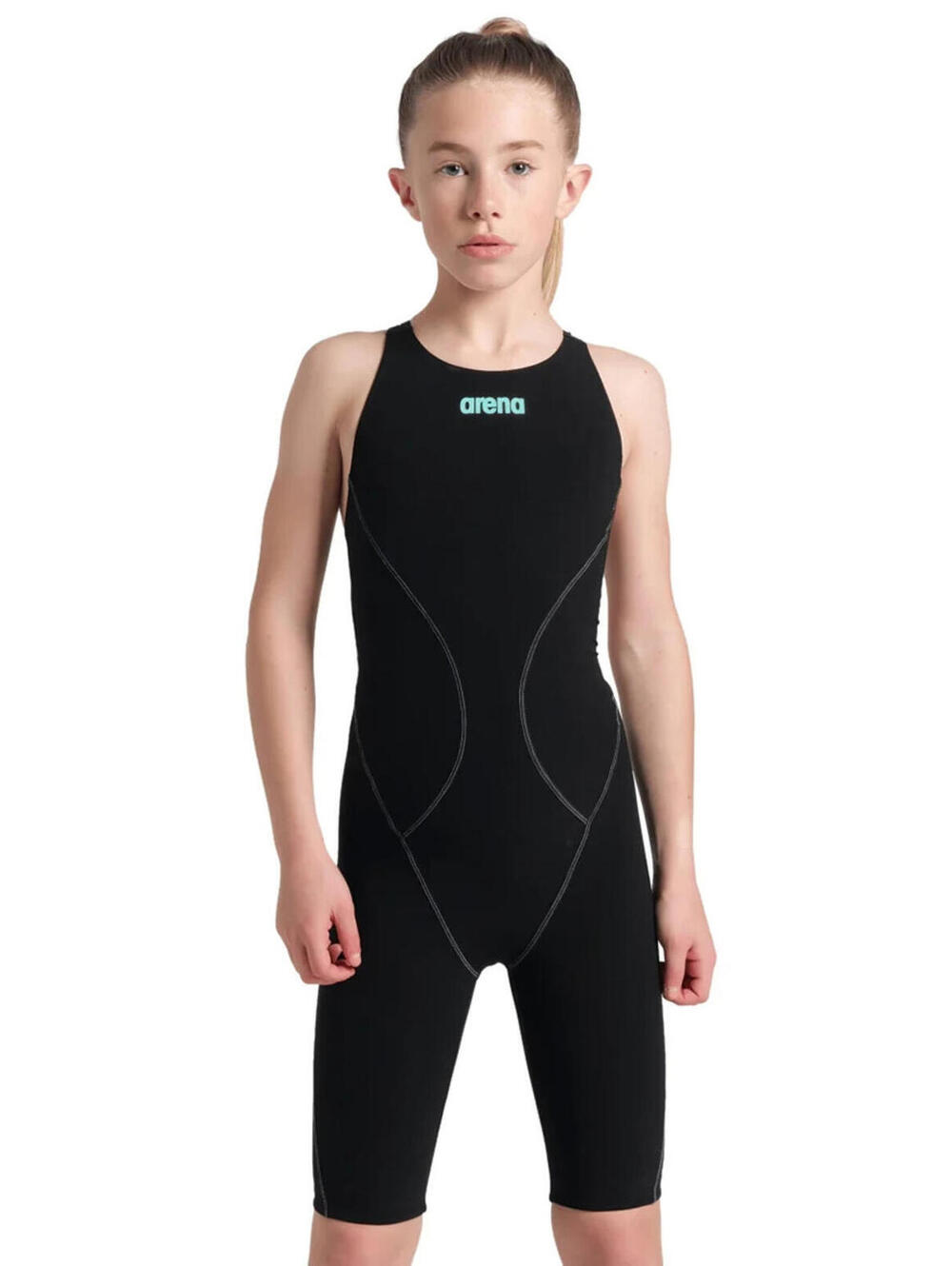 ARENA POWERSKIN IMPULSO JR GIRLS BLACK TEAL 008605 SIz 26 SWIMSUIT $210 MSRP - Picture 4 of 12